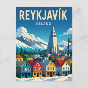 Reykjavik IJsland Noorderlicht Stadsgezicht Briefkaart