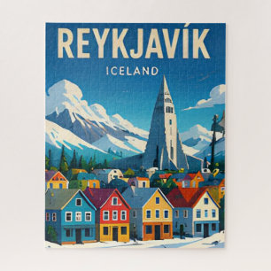 Reykjavik IJsland Noorderlicht Stadsgezicht Legpuzzel