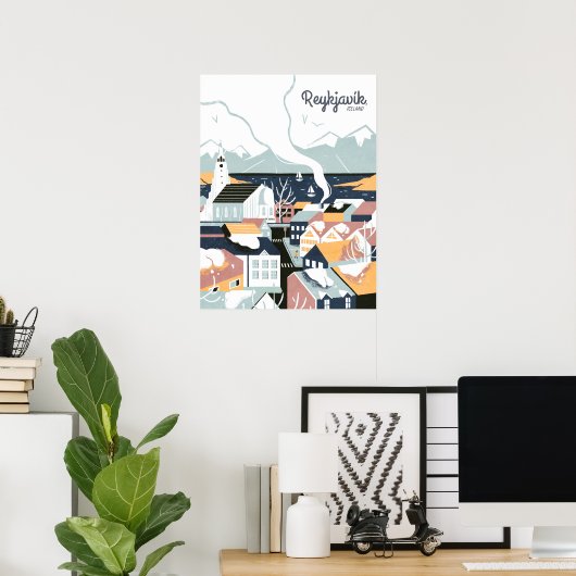 Reykjavik, IJsland, reisposter Poster (Thuiskantoor)