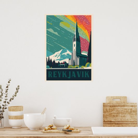 Reykjavik, IJsland, reisposter Poster (Keuken)