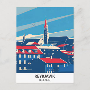 Reykjavik IJsland Retro Kunstwerk Reizen Briefkaart
