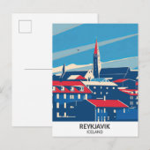 Reykjavik IJsland Retro Kunstwerk Reizen Briefkaart (Voorkant / Achterkant)