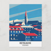 Reykjavik IJsland Retro Kunstwerk Reizen Briefkaart (Voorkant)