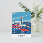 Reykjavik IJsland Retro Kunstwerk Reizen Briefkaart (Staand voorkant)