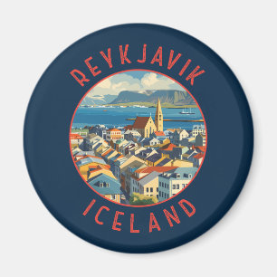 Reykjavík IJsland Retro Noodcirkel Magneet