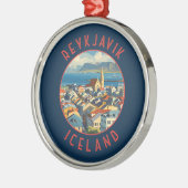 Reykjavík IJsland Retro Noodcirkel Metalen Ornament (Links)