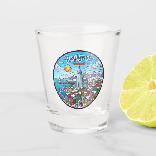 Reykjavík IJsland Shot Glas (Voorkant)