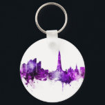 Reykjavik IJsland Skyline Paars Sleutelhanger<br><div class="desc">Kunstprinten van de waterverf van de skyline van Reykjavík,  IJsland</div>