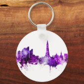 Reykjavik IJsland Skyline Paars Sleutelhanger (Voorkant)
