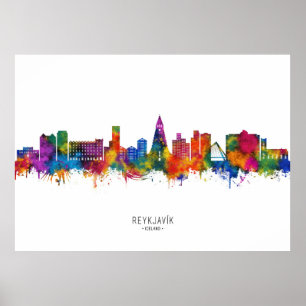 Reykjavik IJsland Skyline Poster