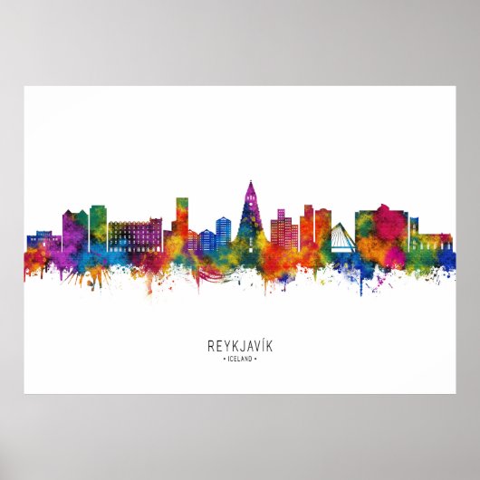Reykjavik IJsland Skyline Poster (Voorkant)