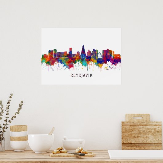 Reykjavik IJsland Skyline Poster (Keuken)
