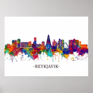 Reykjavik IJsland Skyline Poster