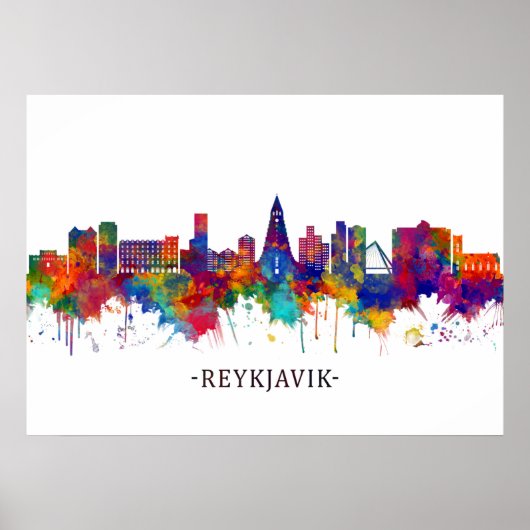 Reykjavik IJsland Skyline Poster (Voorkant)