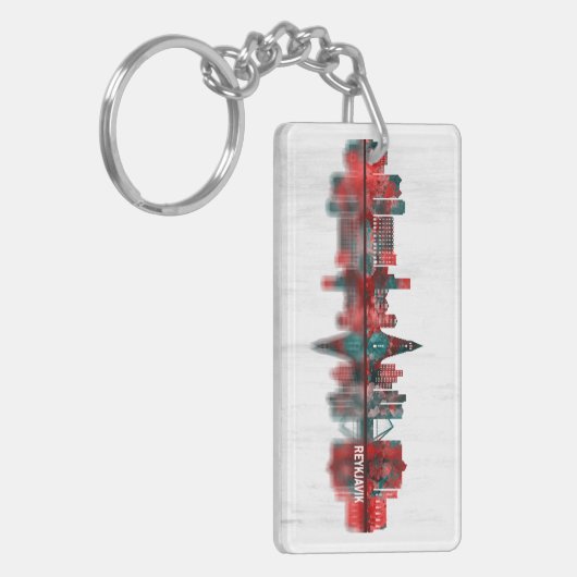 Reykjavik IJsland Skyline Sleutelhanger (Voorkant Links)