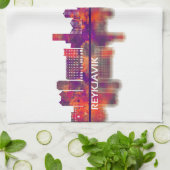 Reykjavik IJsland Skyline Theedoek (Gevouwen)