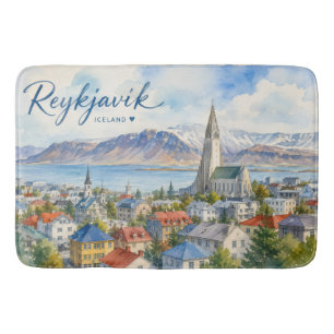 Reykjavik IJsland souvenir aquarel  Badmat