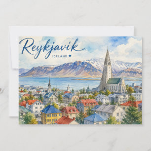 Reykjavik IJsland souvenir aquarel Bedankkaart