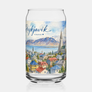 Reykjavik IJsland souvenir aquarel  Blikvorm Glas