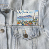Reykjavik IJsland souvenir aquarel Button (Insitu)