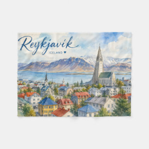 Reykjavik IJsland souvenir aquarel  Fleece Deken
