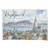 Reykjavik IJsland souvenir aquarel Kussensloop (Voorkant-Links)