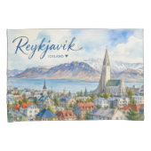 Reykjavik IJsland souvenir aquarel Kussensloop (Voorkant-Rechts)