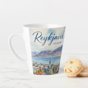 Reykjavik IJsland souvenir aquarel  Latte Mok