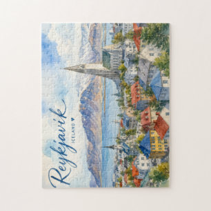 Reykjavik IJsland souvenir aquarel  Legpuzzel