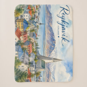 Reykjavik IJsland souvenir aquarel Sherpa Deken