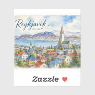 Reykjavik IJsland souvenir aquarel Sticker