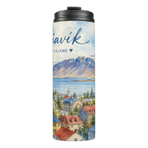 Reykjavik IJsland souvenir aquarel  Thermosbeker