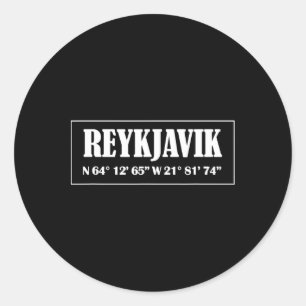 Reykjavik IJsland Stad Coördinaten Ronde Sticker