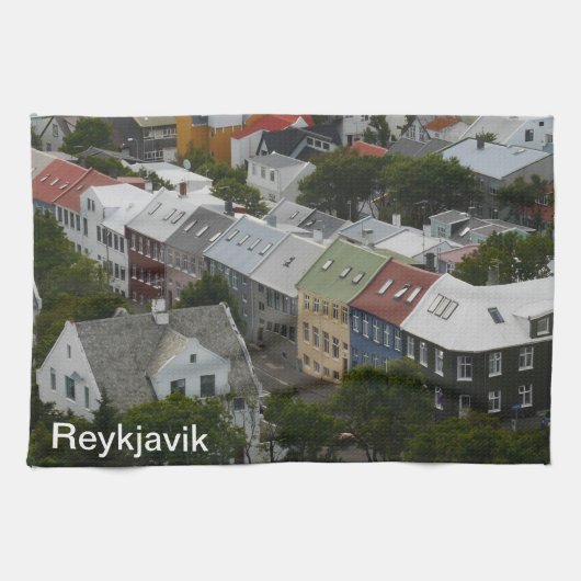 Reykjavik IJsland Tea Towel Theedoek (Horizontaal)