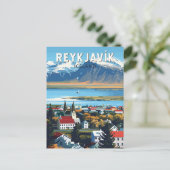 Reykjavík IJsland Travel Art Vintage Briefkaart (Staand voorkant)