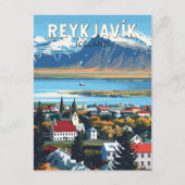 Reykjavík IJsland Travel Art Vintage Briefkaart (Voorkant)