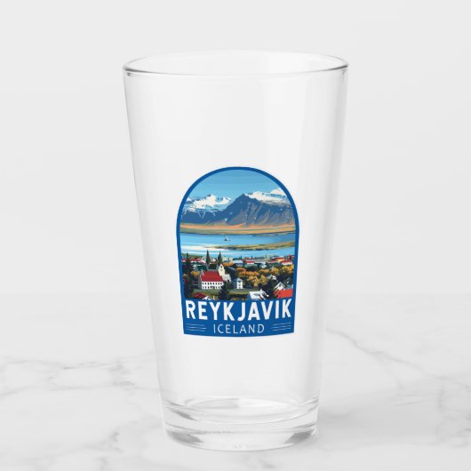 Reykjavík IJsland Travel Art Vintage Glas (Voorkant)
