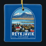 Reykjavík IJsland Travel Art Vintage Keramisch Ornament<br><div class="desc">Reykjavík retro vector reisontwerp. Reykjavik is de noordelijkste hoofdstad van een soevereine staat ter wereld. Het is een van de schoonste,  groenste en veiligste steden ter wereld.</div>