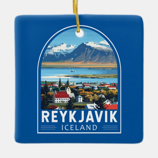 Reykjavík IJsland Travel Art Vintage Keramisch Ornament (Voorkant)