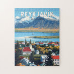 Reykjavík IJsland Travel Art Vintage Legpuzzel<br><div class="desc">Reykjavík retro vector reisontwerp. Reykjavik is de noordelijkste hoofdstad van een soevereine staat ter wereld. Het is een van de schoonste,  groenste en veiligste steden ter wereld.</div>