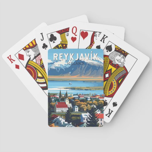 Reykjavík IJsland Travel Art Vintage Pokerkaarten (Achterkant)