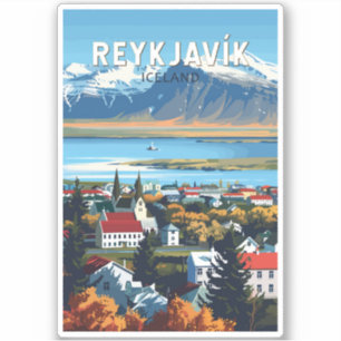 Reykjavík IJsland Travel Art Vintage Sticker