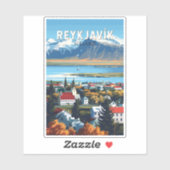 Reykjavík IJsland Travel Art Vintage Sticker (Vel)