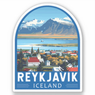 Reykjavík IJsland Travel Art Vintage Sticker