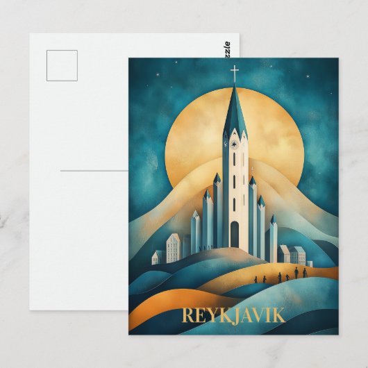 Reykjavik IJsland Travel Briefkaart (Voorkant / Achterkant)