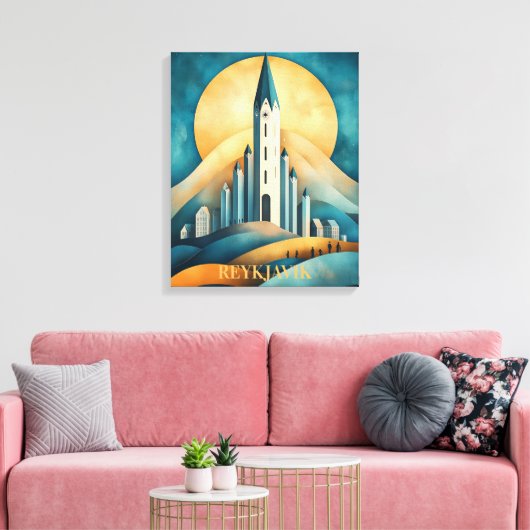 Reykjavik IJsland Travel Canvas Afdruk (Insitu (Woonkamer))