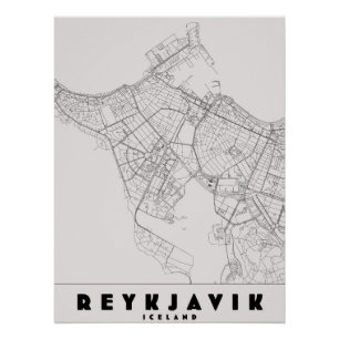Reykjavik IJsland Vintage Reis Kaart Perfect Poster