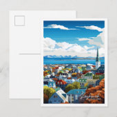 Reykjavik IJsland vintage reisillustratie Briefkaart (Voorkant / Achterkant)