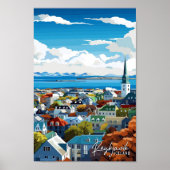Reykjavik IJsland vintage reisillustratie Poster (Voorkant)