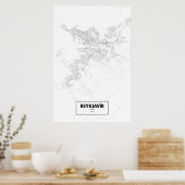 Reykjavik, IJsland (zwart op wit) Poster (Keuken)